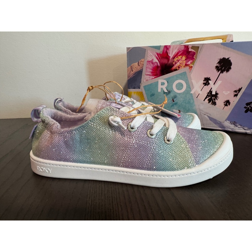 Roxy RG Bayshore Girls Size 5 Purple Violet Ombre Glitter Sneakers Shoes